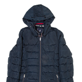 KANGOL Womens Puffer Jacket Blue Hooded UK 8