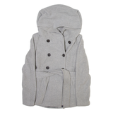 ZARA Womens Overcoat Jacket Grey Wool Hooded XS
