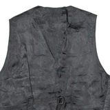 SABAH Mens Waistcoat Black Leather 90s L