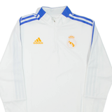 ADIDAS Real Madrid Mens Sweatshirt White 1/4 Zip M