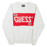 GUESS Mens Sweatshirt White Crew Neck S