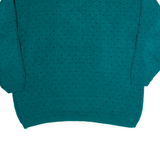 CLASSIC ESSENTIALS Womens Patterned Jumper Green Crazy Pattern Chunky Knit M
