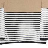 TOMMY HILFIGER Womens Patterned Jumper Black Striped Tight Knit L