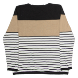 TOMMY HILFIGER Womens Patterned Jumper Black Striped Tight Knit L