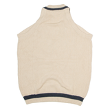 LACOSTE Mens Vest Beige V-Neck Cable Knit Sleeveless Wool L