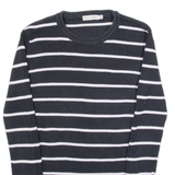 TOMMY HILFIGER Womens Patterned Jumper Blue Striped Tight Knit S