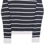TOMMY HILFIGER Womens Patterned Jumper Blue Striped Tight Knit S