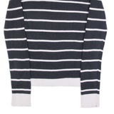 TOMMY HILFIGER Womens Patterned Jumper Blue Striped Tight Knit S