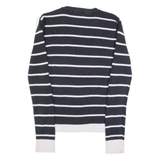 TOMMY HILFIGER Womens Patterned Jumper Blue Striped Tight Knit S