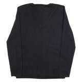 TOMMY HILFIGER Womens Patterned Jumper Black Polka Dot V-Neck Tight Knit M