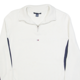 TOMMY HILFIGER Womens Jumper White 1/4 Zip Tight Knit S