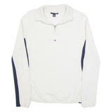 TOMMY HILFIGER Womens Jumper White 1/4 Zip Tight Knit S