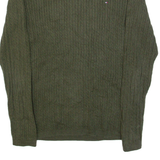 TOMMY HILFIGER Womens Jumper Green Cable Knit L