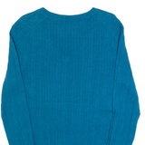 TOMMY HILFIGER Womens Jumper Blue V-Neck Cable Knit L