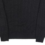 TOMMY HILFIGER Womens Jumper Black Cable Knit XL
