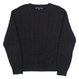 TOMMY HILFIGER Womens Jumper Black Cable Knit XL