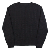 TOMMY HILFIGER Womens Jumper Black Cable Knit XL