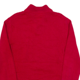 CHAPS Mens Patterned Jumper Red Button Neck Chunky Knit S
