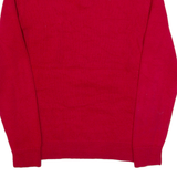 CHAPS Mens Patterned Jumper Red Button Neck Chunky Knit S