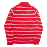 LE 31 Mens Patterned Jumper Red Striped 1/4 Zip Tight Knit XL
