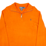 POLO RALPH LAUREN Mens Jumper Orange 1/4 Zip Tight Knit M