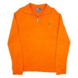 POLO RALPH LAUREN Mens Jumper Orange 1/4 Zip Tight Knit M
