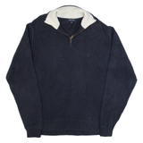NAUTICA Mens Jumper Blue 1/4 Zip Tight Knit L