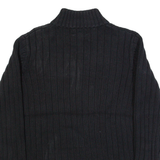 LAUREN RALPH LAUREN Womens Jumper Black 1/4 Zip Tight Knit L