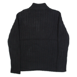 LAUREN RALPH LAUREN Womens Jumper Black 1/4 Zip Tight Knit L