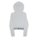 TOMMY JEANS Cropped Hooded Womens Jumper Grey Tight Knit M