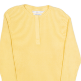 TOMMY HILFIGER Womens Jumper Yellow 1/4 Zip Tight Knit XL