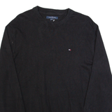 TOMMY HILFIGER Mens Jumper Black Tight Knit XL