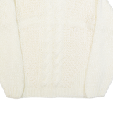 BB GEORGIA Womens Aran Jumper White 90s Chunky Knit S