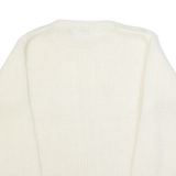BB GEORGIA Womens Aran Jumper White 90s Chunky Knit S