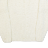 BB GEORGIA Womens Aran Jumper White 90s Chunky Knit S