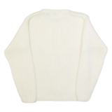 BB GEORGIA Womens Aran Jumper White 90s Chunky Knit S