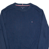 TOMMY HILFIGER Mens Jumper Blue Tight Knit L