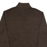 CHAPS Mens Patterned Jumper Brown 1/4 Zip Tight Knit L