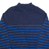 CHAPS Mens Patterned Jumper Blue Striped Button Neck Tight Knit XL