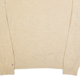 TOMMY HILFIGER Mens Jumper Beige V-Neck Tight Knit Wool 2XL
