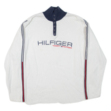 TOMMY HILFIGER Womens Jumper White Button Neck Tight Knit XL
