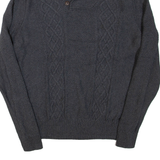 NAUTICA Mens Jumper Grey Button Neck Cable Knit S