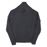 NAUTICA Mens Jumper Grey Button Neck Cable Knit S