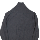NAUTICA Mens Jumper Grey Button Neck Cable Knit S