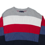 TOMMY HILFIGER Womens Patterned Jumper Blue Striped Tight Knit M