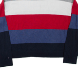 TOMMY HILFIGER Womens Patterned Jumper Blue Striped Tight Knit M