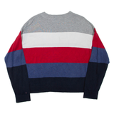 TOMMY HILFIGER Womens Patterned Jumper Blue Striped Tight Knit M