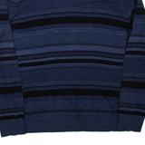 CALVIN KLEIN Mens Patterned Jumper Blue Striped V-Neck Tight Knit Wool L