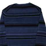 CALVIN KLEIN Mens Patterned Jumper Blue Striped V-Neck Tight Knit Wool L