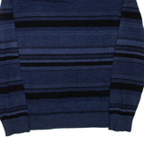 CALVIN KLEIN Mens Patterned Jumper Blue Striped V-Neck Tight Knit Wool L